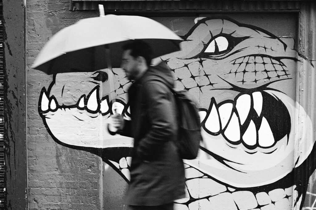Graffiti of a crocodile in Shoreditch.